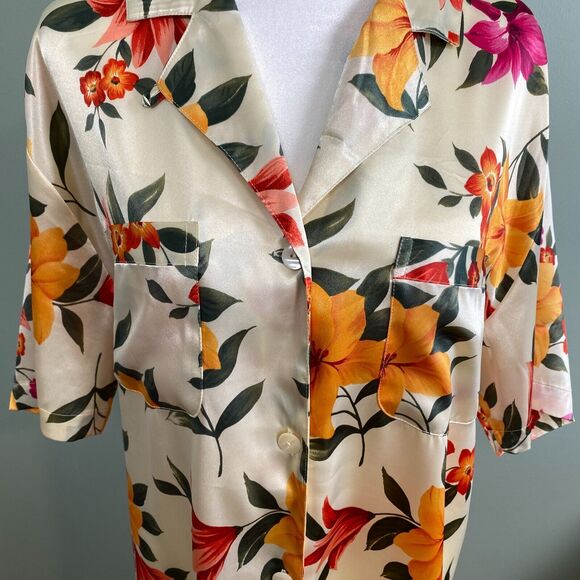 Victorias Secret Robe Chemise Set Womens Large Floral Satin Romantic 2 pc - Picture 7 of 15